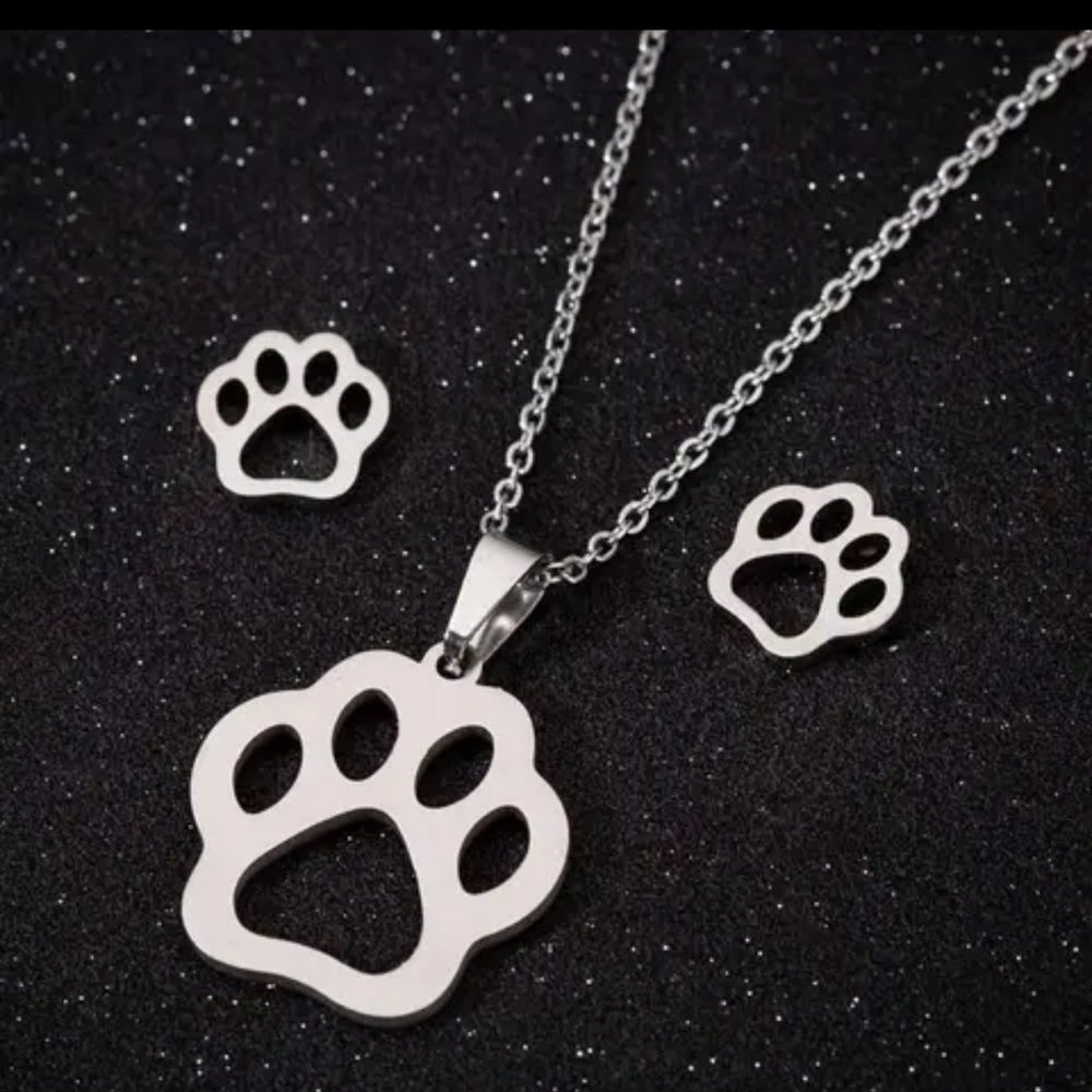 SILVER PAW ♡ Stainless Steel GIFT SET - Picture 1 of 5